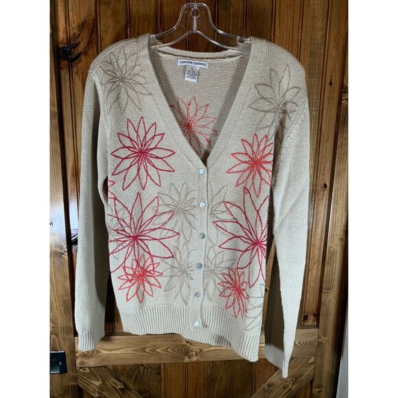 CAROLINE KENDRICK Women's Cardigan Sweater Beige Size XL - Picture 1 of 6